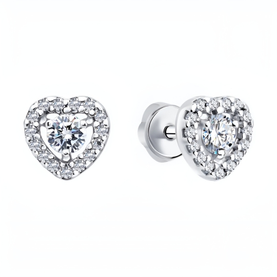 Серьги из серебра с выращенными бриллиантами