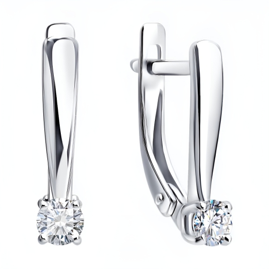 Серьги из серебра с выращенными бриллиантами