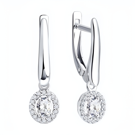 Серьги из серебра с выращеными бриллиантами