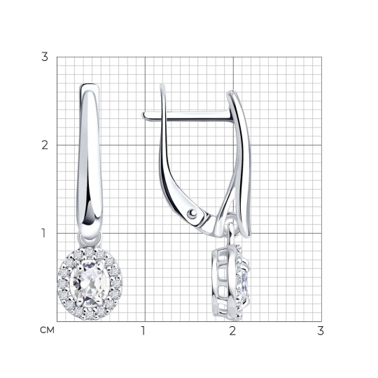 Серьги из серебра с выращеными бриллиантами