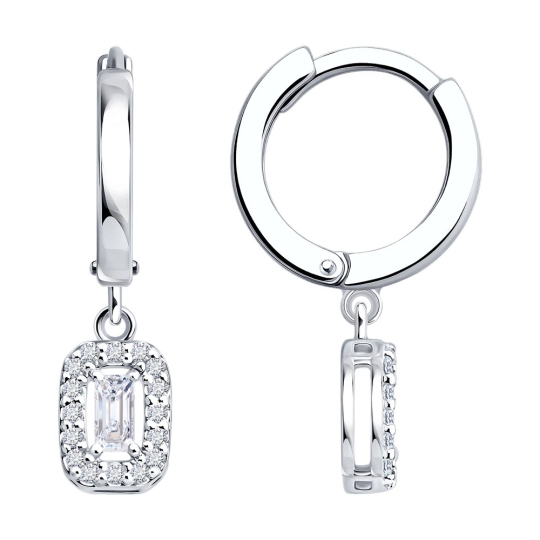 Серьги из серебра с выращенными бриллиантами