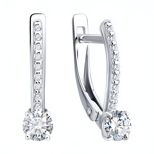 Серьги из серебра с выращенными бриллиантами