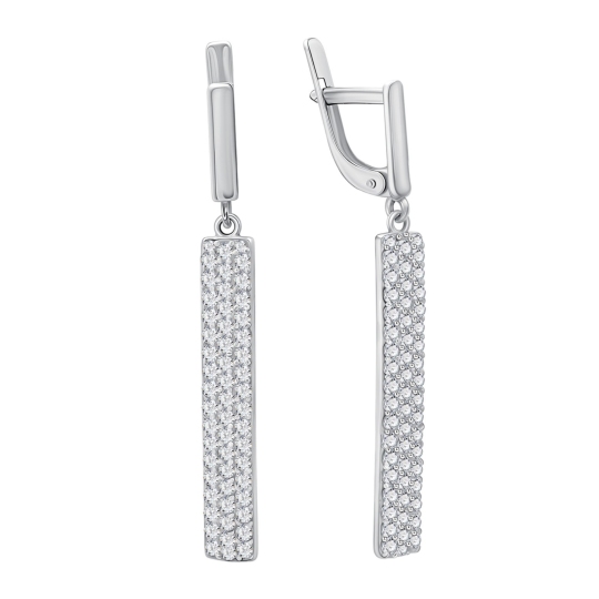 Серьги из серебра с фианитами