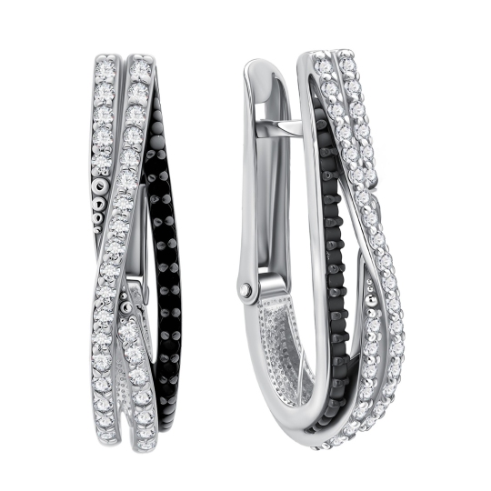 Серьги из серебра с фианитами