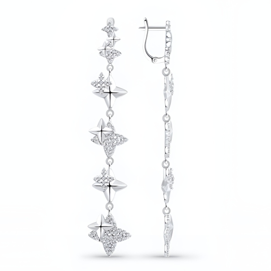 Серьги из серебра с фианитами