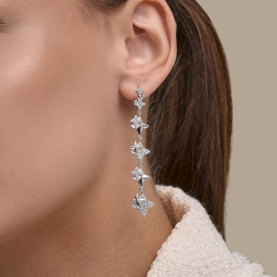 Серьги из серебра с фианитами