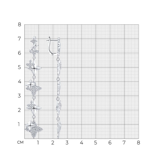 Серьги из серебра с фианитами