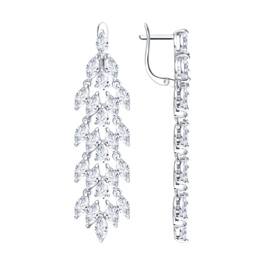 Серьги из серебра с фианитами