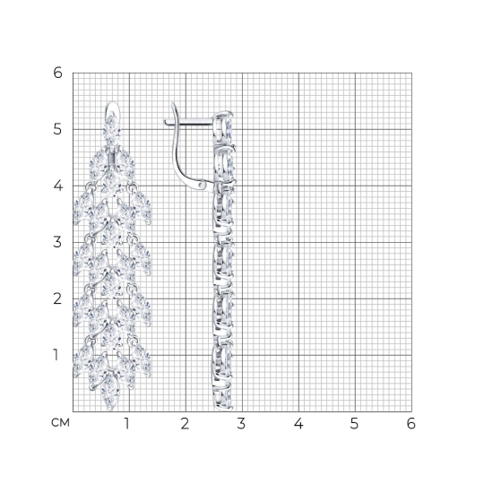 Серьги из серебра с фианитами