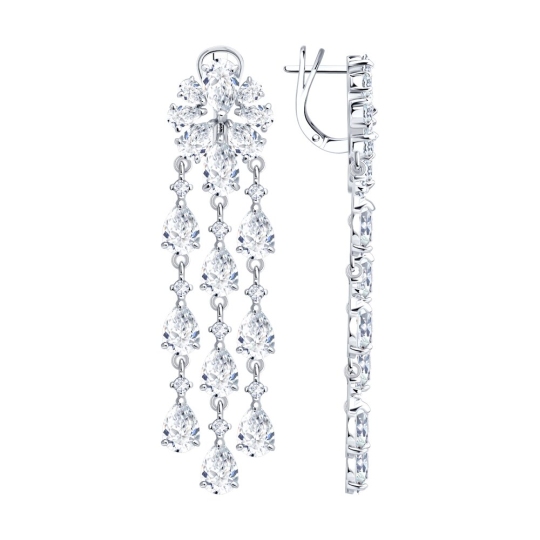 Серьги из серебра с фианитами