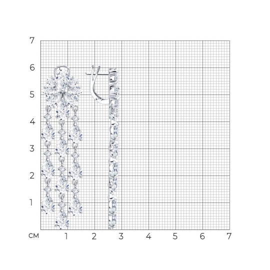 Серьги из серебра с фианитами