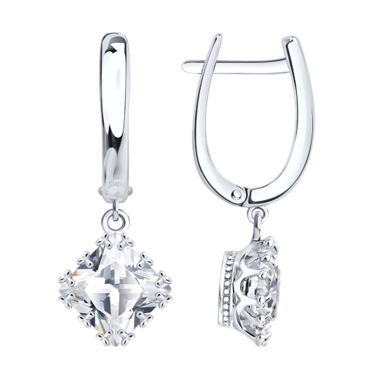Серьги из серебра с фианитами