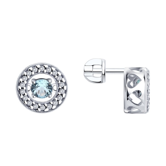 Серьги из серебра с бриллианитами и фианитами