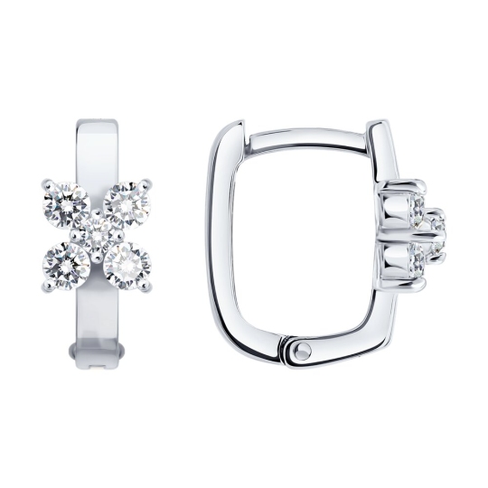 Серьги из белого золота с фианитами