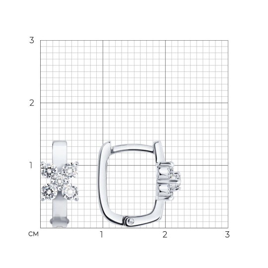 Серьги из белого золота с фианитами