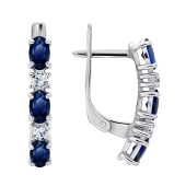 Серьги из серебра с кварцами и фианитами