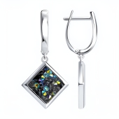 Серьги из серебра с кристальной тканью