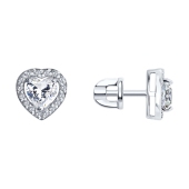 Серьги из белого золота с фианитами