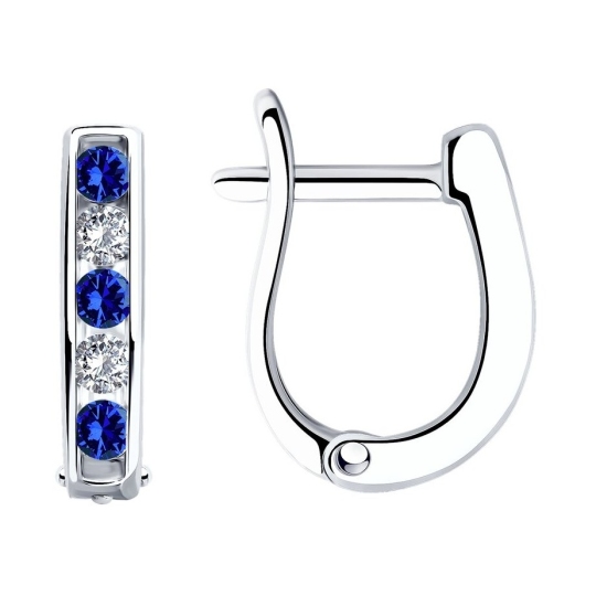 Серьги из серебра с фианитами
