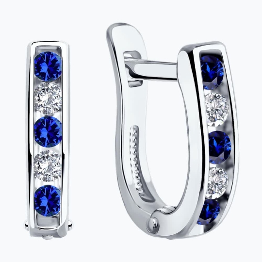 Серьги из серебра с фианитами