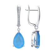 Серьги из серебра с кварцами и фианитами