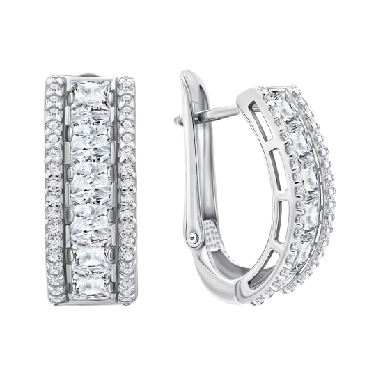 Серьги из серебра с фианитами