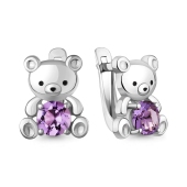 Серьги из серебра с аметистами и эмалью