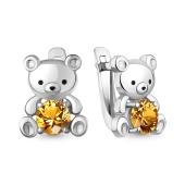 Серьги из серебра с цитринами и эмалью