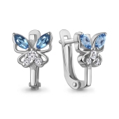 Серьги из серебра с топазами Swiss и фианитами