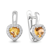 Серьги из серебра с цитринами и фианитами