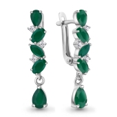 Серьги из серебра с агатами и фианитами