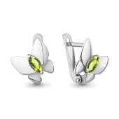 Серьги из серебра с хризолитами