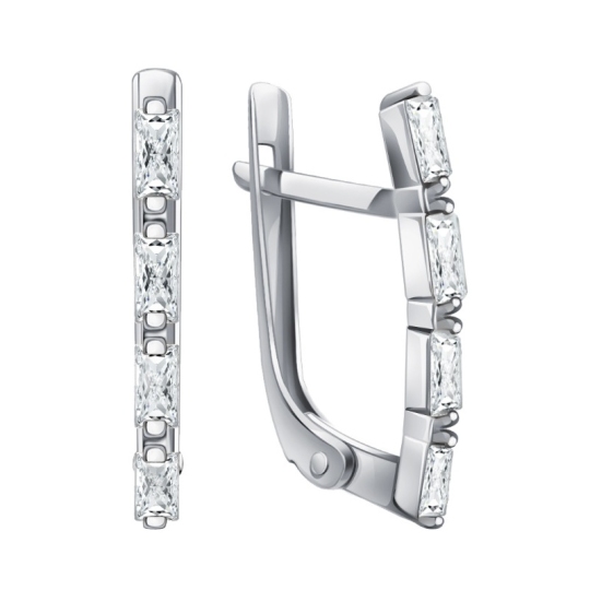 Серьги из серебра с фианитами