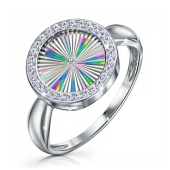 Кольцо из серебра с алмазной гранью и фианитами