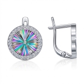 Серьги из серебра с алмазной гранью и фианитами