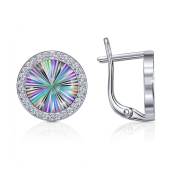 Серьги из серебра с алмазной гранью и фианитами