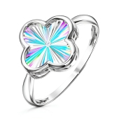 Кольцо из серебра с алмазной гранью и фианитом