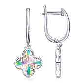 Серьги из серебра с алмазной гранью и фианитами