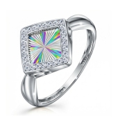 Кольцо из серебра с алмазной гранью и фанитами