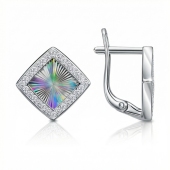 Серьги из серебра с алмазной гранью и фианитами