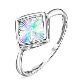 Кольцо из серебра с алмазной гранью и фианитом