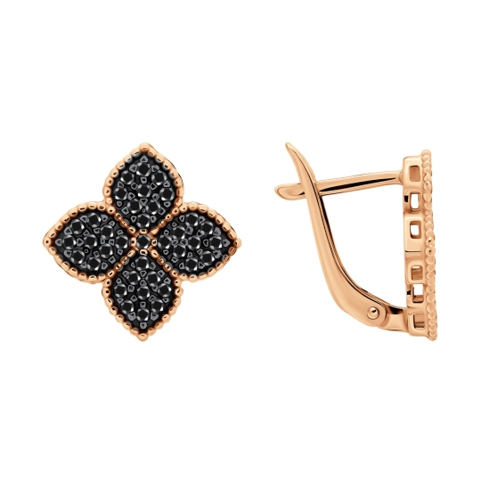 Серьги из золота с черными фианитами