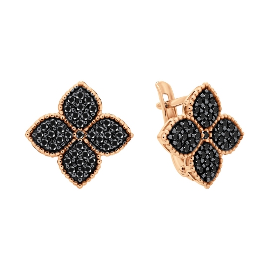 Серьги из золота с черными фианитами