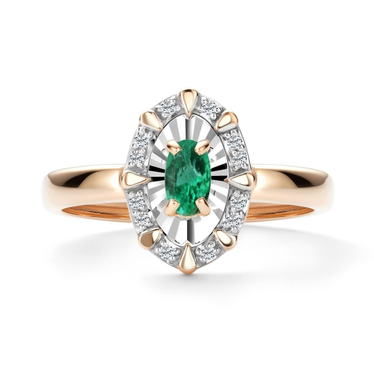 Кольцо из золота с бриллиантами и изумрудом