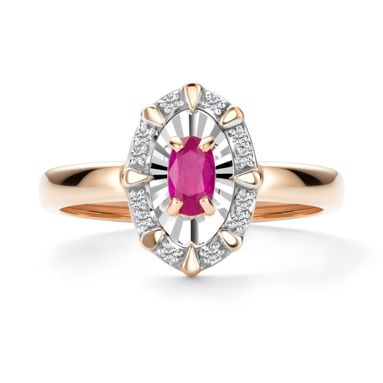 Кольцо из золота с бриллиантами и рубином