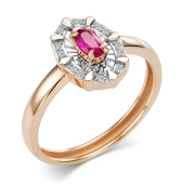 Кольцо из золота с бриллиантами и рубином