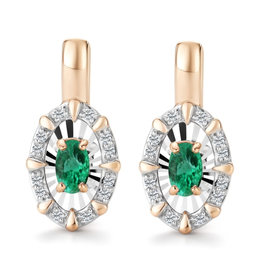 Серьги из золота с бриллиантами и изумрудами