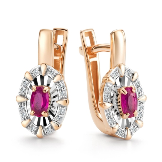 Серьги из золота с бриллиантами и рубинами