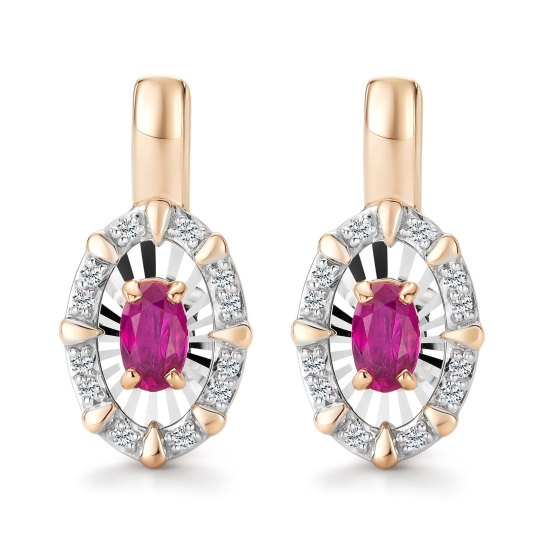 Серьги из золота с бриллиантами и рубинами