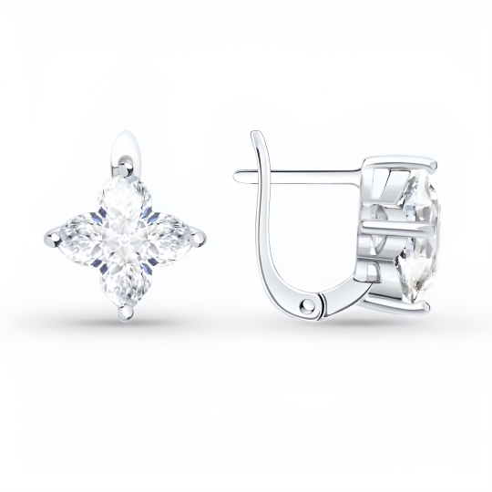 Серьги из серебра с фианитами